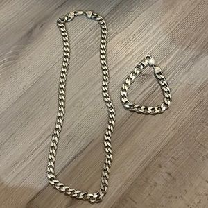 Men Jewelry! Silver Cuban Link Matching Set.